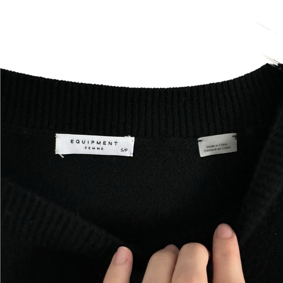 EQUIPMENT WOOL CASHMERE BLACK PULLOVER JUMPER TOP SWEATER SZ S - Picture 4 of 5
